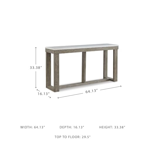 Signature Design by Ashley Loyaska Casual Sofa Table with Marble Top, Brown & White