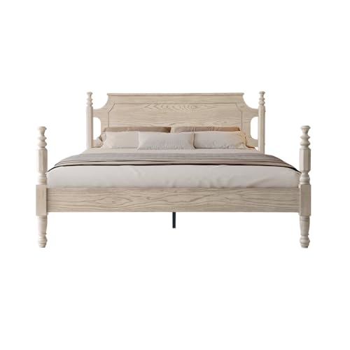 Solid Wood King Size Platform Bed Frame with Headboard & Footboard, view 2