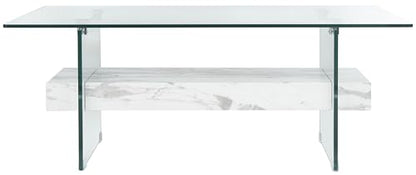 SAFAVIEH Kayley Wood Coffee Table, 43.3" Modern Glass/White COF7004E, view 2
