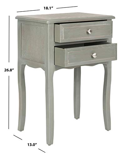 SAFAVIEH Furniture - Lori 2-Drawer End Table - Ash Grey - Solid Wood - Farmhouse Classic Design - Ideal for Living Room, Entryway, Home Office, 18.1" W x 13" D x 26.8" H - Fully Assembled (AMH6576B)