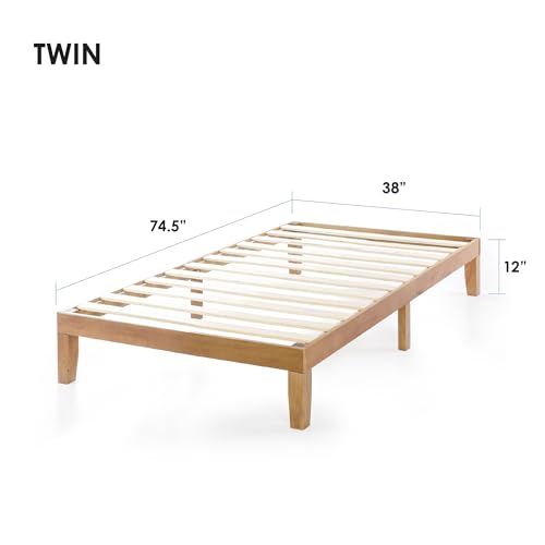 Naturalista Classic 12-Inch Solid Wood Platform Bed, Wooden Slats, view 3
