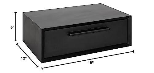 McCutcheon Floating Wood Storage Shelf; 18 x 12 x 6; Black; Decorative Transitional Floating Bedroom Nightstand with a Concealed Cubby Compartment