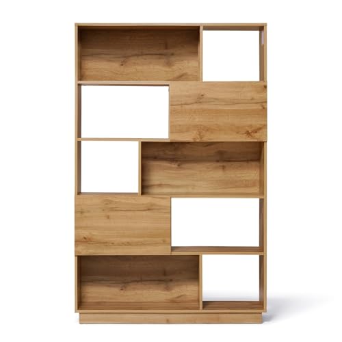 LuxenHome 5 Tier Bookcase, 68" Tall Bookcases with 8 Shelves and 2 Storage Cabinets, Display Bookshelf with Storage, Cube Unit Bookcase with Doors Open Shelf Bookcases for Living Room,Office,Entryway