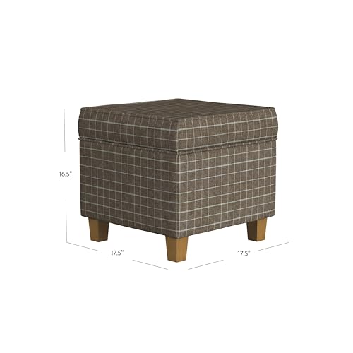 18" Classic Square Storage Ottoman - Brown Windowpane