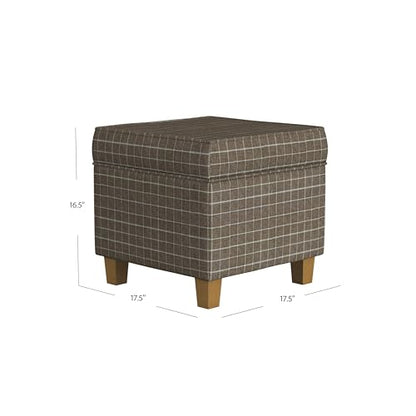 18" Classic Square Storage Ottoman - Brown Windowpane