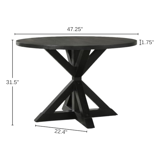 Windvale Cross-Buck Base Dining Table, Black