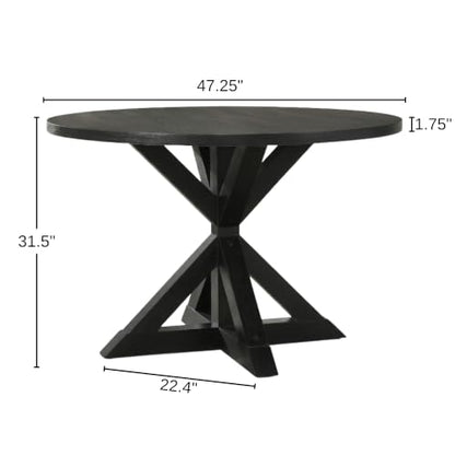 Windvale Cross-Buck Base Dining Table, Black