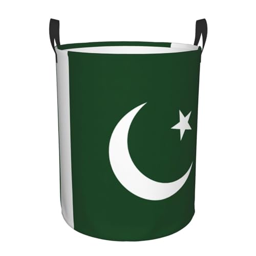 Pakistan flag print circular laundry hamper, view 2