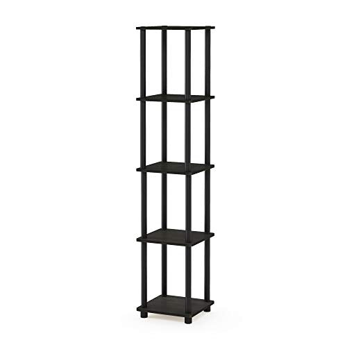 Turn-N-Tube 5-Tier Corner Square Rack Display Shelf, Round, Espresso/Black