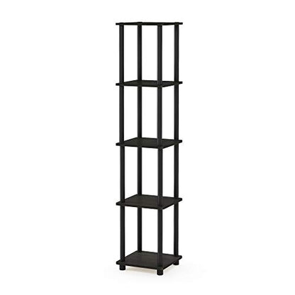 Turn-N-Tube 5-Tier Corner Square Rack Display Shelf, Round, Espresso/Black
