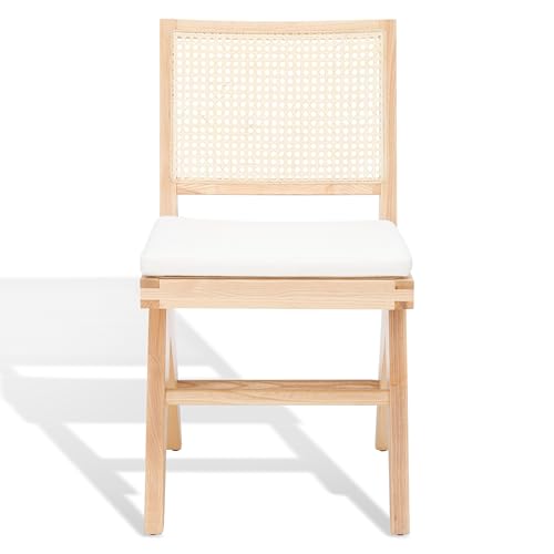 SAFAVIEH Couture Collection Colette Tropical Coastal Natural Solid Wood Rattan Dining Chair Set of 2