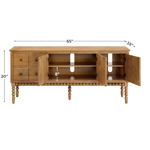 65" TV Entertainment Console, Buffet Cabinet, Prairie Oak, view 4
