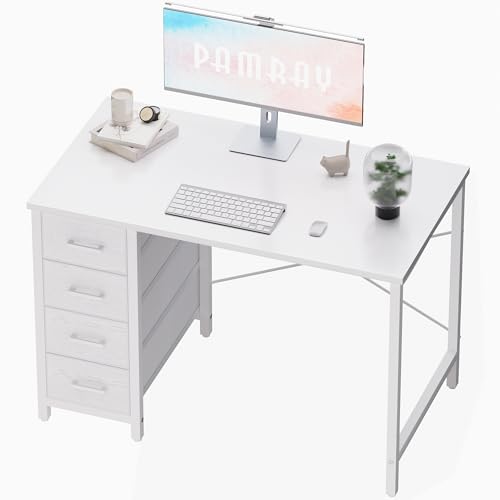 32 Inch Computer Desk with 4 Drawers Small Office Desk for Home Bedroom Study, view 2