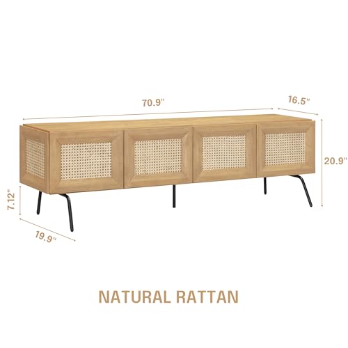 Mossic TV Media Cabinet with 4 Doors for TVs, view 3