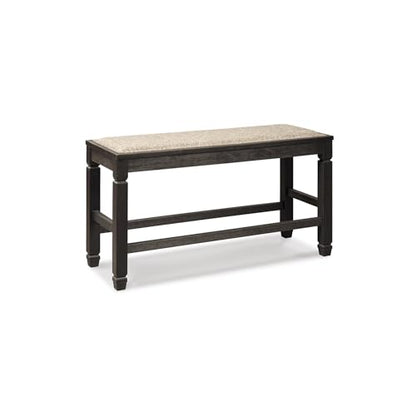 Signature Design by Ashley Tyler Creek Counter Height Dining Bench, Space-Saving 42-Inch Backless Design, Wood, Engineered Wood and Veneers with Polyester Cushion, Antique Black