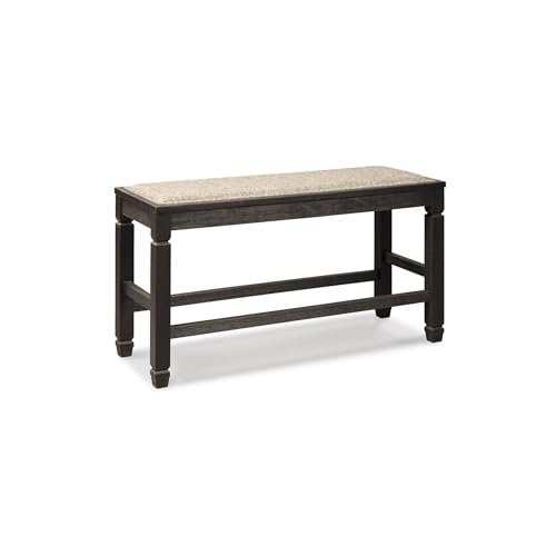 Counter Height Dining Bench, Space-Saving 42-Inch Backless Design, Wood, Engineered Wood and Veneers with Polyester Cushion, Antique Black