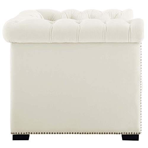 EEI-3065-IVO Heritage Upholstered Velvet Armchair, Ivory