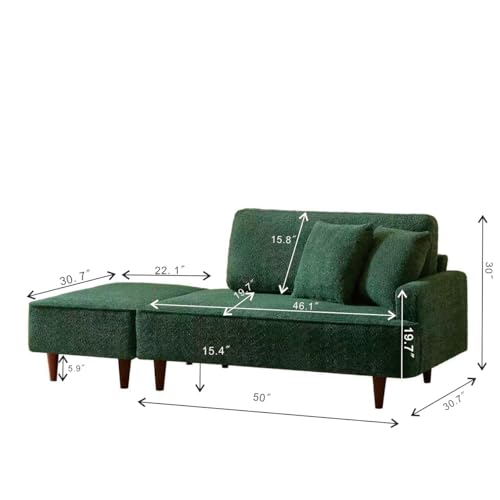 72 Inch Upholstered Chaise Lounge Chair Indoor with Ottoman, view 3