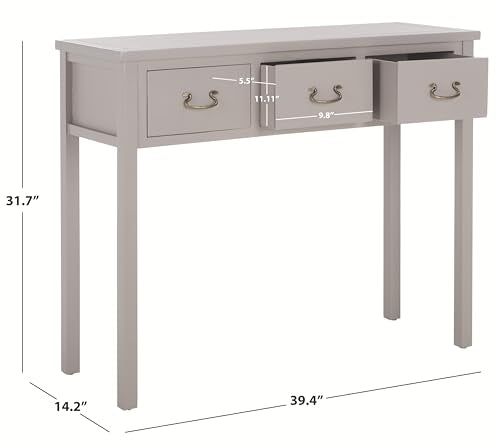 SAFAVIEH Home Collection – Cindy Grey Console Table with Three Drawers, French Farmhouse Storage Console, Tapered Leg Design (AMH6568D)