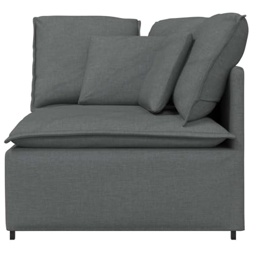 Modular Corner Sofa Module, Modern Fabric Accent Chair for Living Room, Charcoal Gray Upholstered Seat with Deep Cushions, 39.4 Inch Square Modular Furniture, Easy Setup