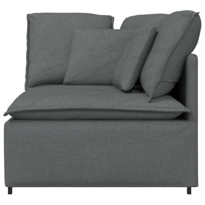 Modular Corner Sofa Module, Modern Fabric Accent Chair for Living Room, Charcoal Gray Upholstered Seat with Deep Cushions, 39.4 Inch Square Modular Furniture, Easy Setup