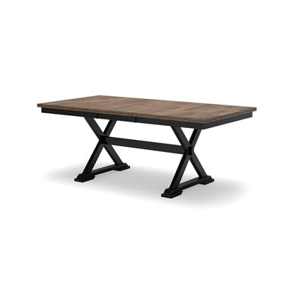 Signature Design by Ashley Wildenauer Dining Extension Table, 18" Self-Storing Butterfly Leaf, Hardwood Solids, Mango Veneer & MDF Substrate, Seats 6 to 8 for Kitchens, Black & Dark Brown, 78"
