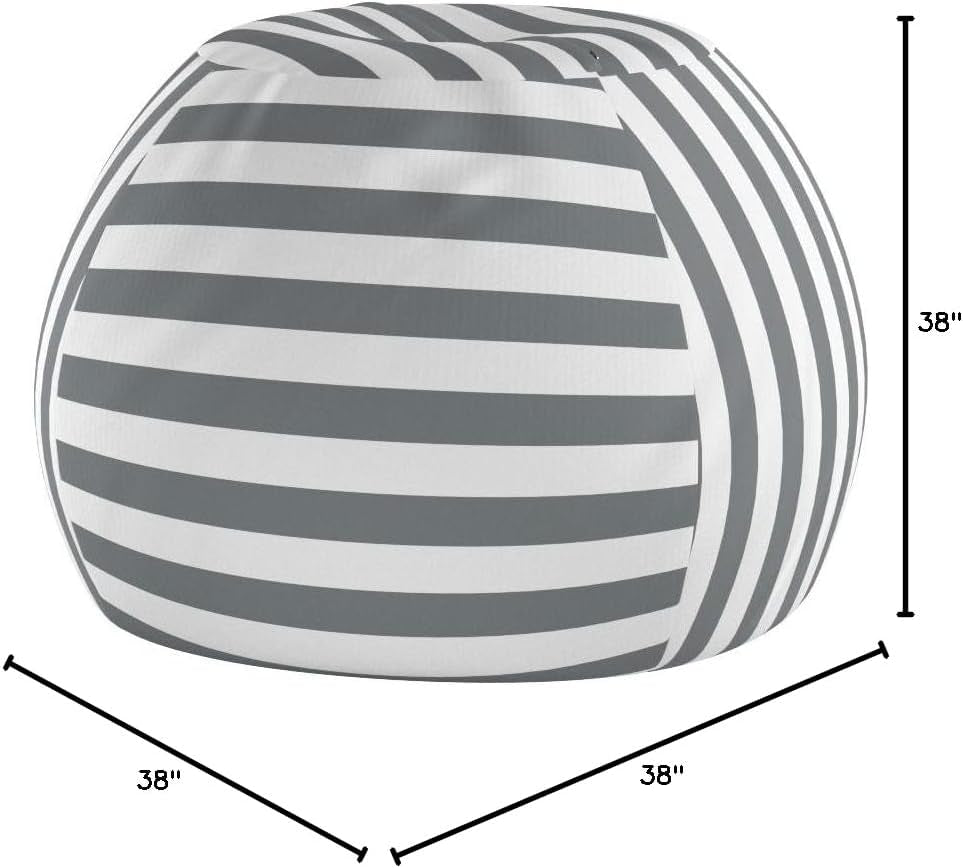Stuffed Animal Storage Bean Bag Chair Cover for Kids | Stuffable Zipper Beanbag for Organizing Children Plush Toys Large Premium Cotton Canvas (Grey, X-Large)