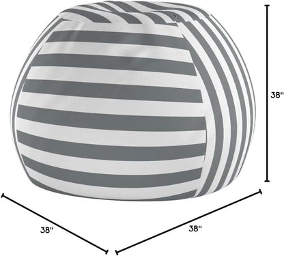 Stuffed Animal Storage Bean Bag Chair Cover for Kids | Stuffable Zipper Beanbag for Organizing Children Plush Toys Large Premium Cotton Canvas (Grey, X-Large)