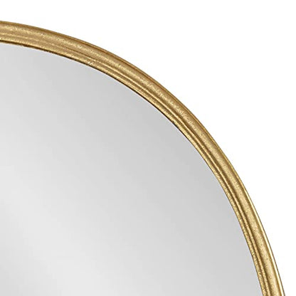 Caskill Modern Rounded Capsule Hanging Wall Mirror; 22 x 34; Gold; Glam Round Rectangular Narrow Mirror for Wall