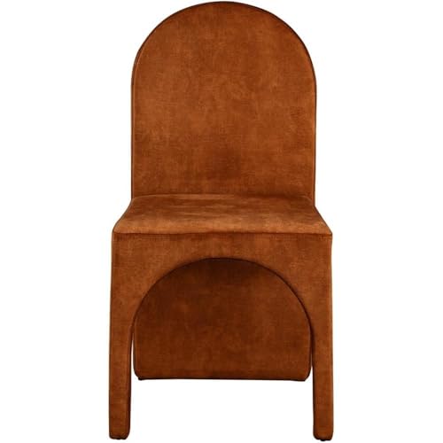 Meridian Furniture 803Cognac-SC Summer Collection Modern | Contemporary Velvet Upholstered Dining Side Chair with Steel Frame, 18.5" W x 22.5" D x 35.5" H, Cognac, Set of 2