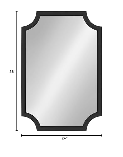 Hogan Wood Framed Mirror with Scallop Corners, 24 x 36, Black