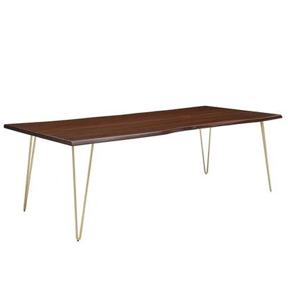Ardor Dining Table 96 Inch Live Edge Acacia Wood Gold Walnut Finish Modern Kitchen Room Entertaining Home Furniture Quality Stylish Elegant Durable Refined Versatile