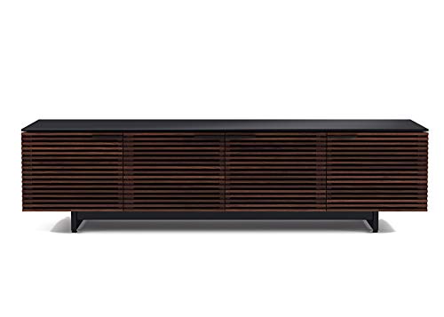 Corridor 8173-79.25'' TV Stand for TVs up to 85" with Soundbar Shelf, Adjustable Shelves, Cable Management, Ventilation, Tempered Glass Top, Chocolate Stained Walnut