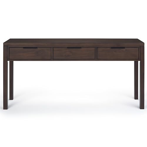 Hollander Console Table - 60 Inch Wide Solid Wood Sofa Table in Warm Walnut Brown, Contemporary Storage Table for Entryway or Living Room with 3 Drawers and Sleek Metal Hardware