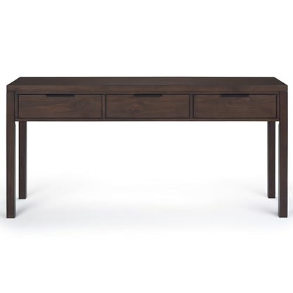 Hollander Console Table - 60 Inch Wide Solid Wood Sofa Table in Warm Walnut Brown, Contemporary Storage Table for Entryway or Living Room with 3 Drawers and Sleek Metal Hardware