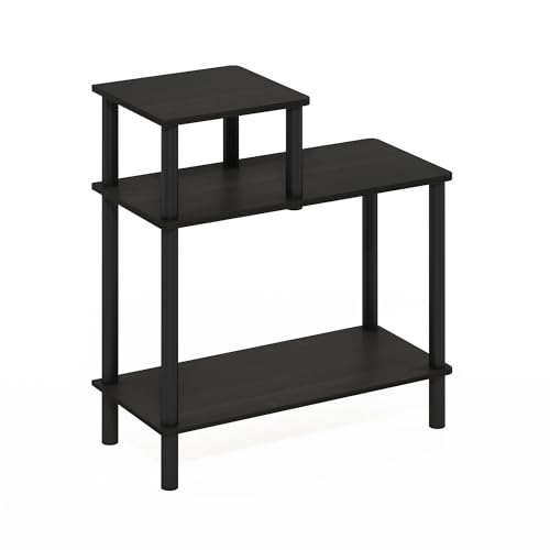 Turn-N-Tube Side Table, 3-Tier Rectangle Sofa End Table with Open Shelf, Toolless Assembly Night Stand, Bedside Table, for Living Room, Bedroom, Espresso