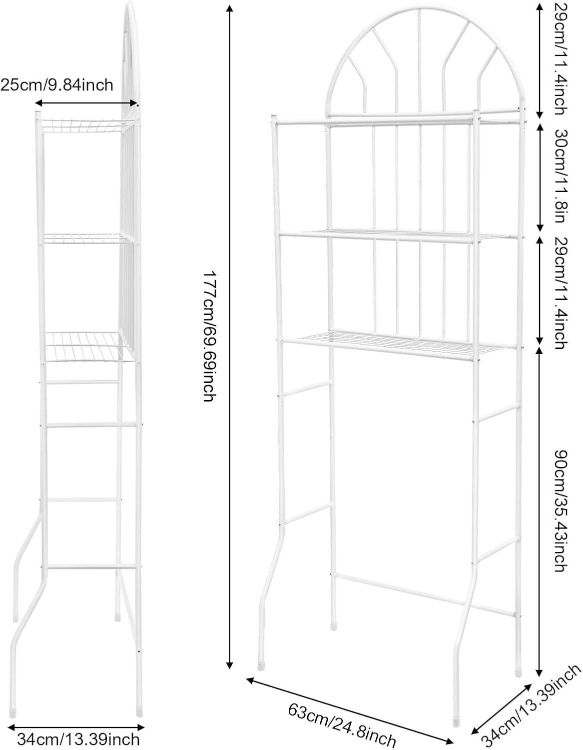 Over-The-Toilet Storage Cabinet Rack, 3-Tier Freestanding above over Toilet Storage Shelf for Towels, Toiletries, & Essentials