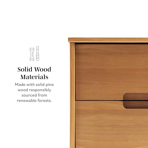 Brynn Modern Solid Wood Groove Handle Nightstands, Set of 2, Natural Pine