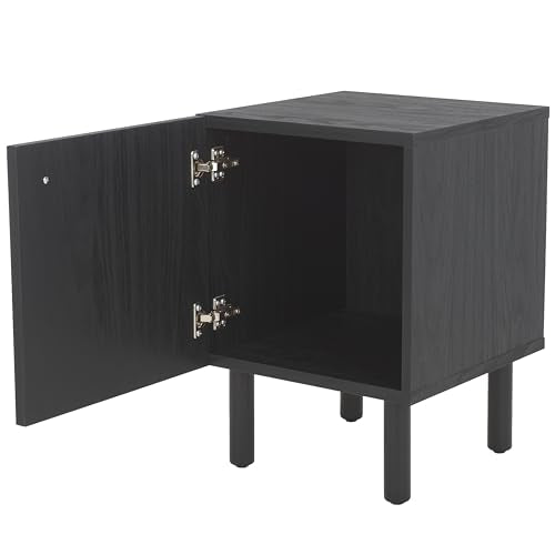 Black and natural one-door nightstand, view 2