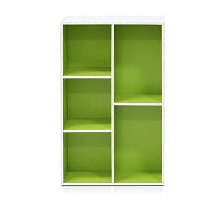 Furinno White Green 11-Cube and 5-Cube Bookcases