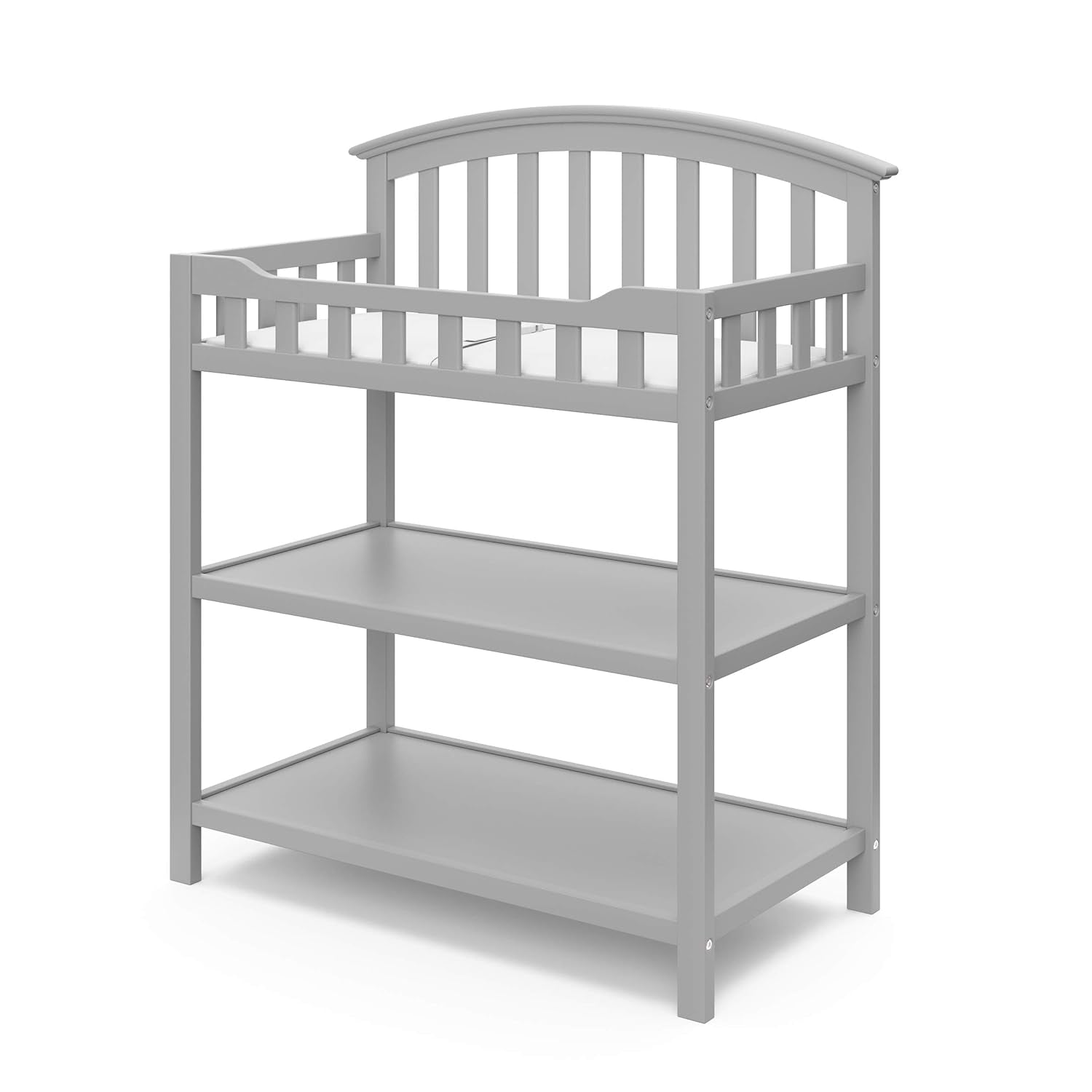 Graco Changing Table with Water-Resistant Changing Pad (Pebble Gray) – GREENGUARD Gold Certified, Multi Storage Nursery Changing Table for Infants and Babies