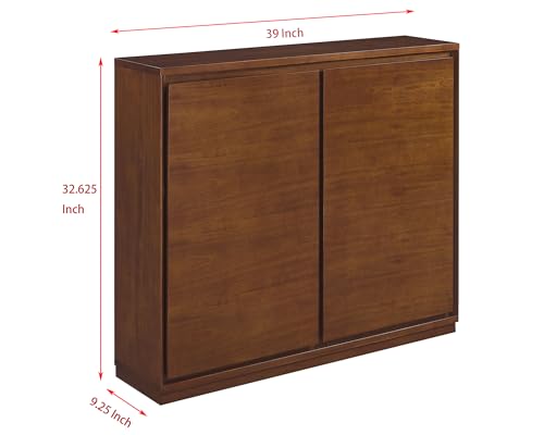 39"Real Wood Veneer Narrow Sideboard Buffet,Entryway Storage Cabinet, view 3
