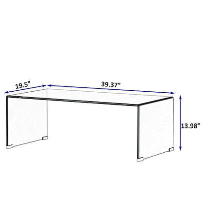 Tempered Glass Coffee Table for Modern Living Room Decor, Easy to Clean with Safe Rounded Edges and Durable Design, 39.3" L x 19.6" W x 13.78" H (1, Transparent Coffee Table)