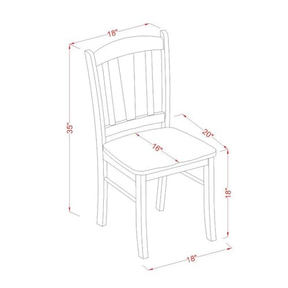 DLC-OAK-W Dublin Dining Chairs - Slat Back Wooden Seat Chairs, Set of 2, Oak