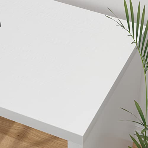 White L Shaped Desk with Drawers Shelves, Corner Home Office Desk L Shape with Storage Cabinet, Large Wood Computer Desk for PC Executive Work Writing Study, Modern Living Room Bedroom Table,60 In