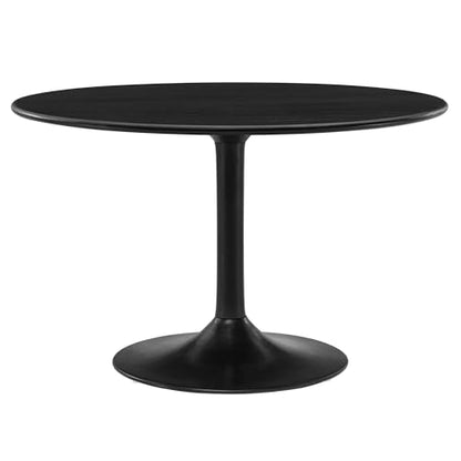 Lippa 48Inch Round Dining Table Solid Wood Black Finish Modern Kitchen Room Entertaining Home Furniture Quality Stylish Elegant Durable Refined Versatile Contemporary
