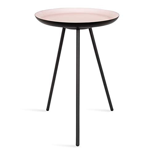 Laranya Modern Side Table, 15" x 15" x 22.5", Pink and Black, Glam Minimalist End Table
