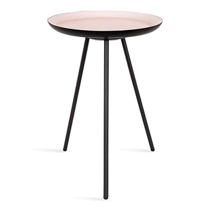Laranya Modern Side Table, 15" x 15" x 22.5", Pink and Black, Glam Minimalist End Table