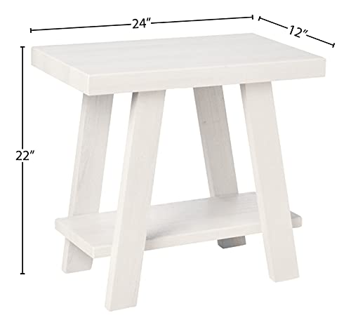 Athens Contemporary Wood Shelf Side Table, White