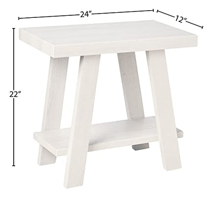 Athens Contemporary Wood Shelf Side Table, White